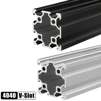 2/4tk 4040 V-pesa, Alumiiniumist Profiil Väljapressimist 100mm-1500mm Lineaarne Raudtee CNC, 3D-Printer, Hõbe-Must