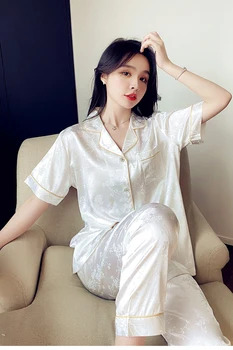 2023 lõigetes naine xia ShangBing silk suur meetrit õhuke lahti püksid lühikeste varrukatega vabal ajal kandmiseks pidžaama suvel