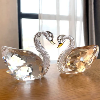 3 Värvid Suurem Swan Crystal Klaas Figuriin Kogumise Diamond Luik Loomade Kirjapressi Tabel Ornament Decor Pulmad Decor Kingitused