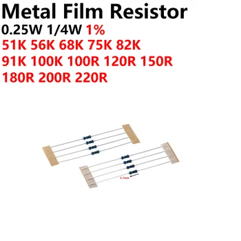 500PCS 1/4W 0,25 w Metal Film 1R Takisti 10R 4.7 R 3.3 R-30R 33R 47R 68R 100R 220R 200R 330R 470R 680R 1K 10K 4.7 K K 470K -1M-1%