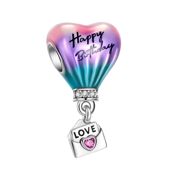 925 Sterling Hõbe, Uus Happy Birthday Hot Air Balloon Võlu rant sobivus Originaal Pandora Käevõru, Kaelakee Ripats Ehted Kingitus