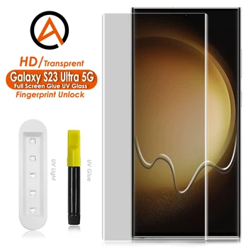 Akcoo Galaxy S23 Ultra Ekraani Kaitsed UV-täisekraan Liimi Karastatud Klaas, Kile Samsung Galaxy S23 Ultra 5G