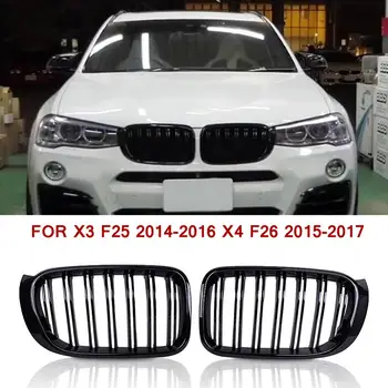 BMW F25 Iluvõre Dual Line Ees Asendamine Neer Grill Läikiv Must X3 F25 2014-2016 X4 F26 2015-2017