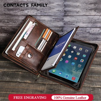 Ehtne Nahk A4 Portfelli Cover For iPad Pro 12 9 Galaxy Tab M7+ M8+ S9+ Puhul Macbook Pro Air 13 Multifunktsionaalne Käekott