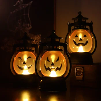 Halloween Teenetemärgi Vintage Petrooleumi Lamp Elektrooniline LED Küünal Poni Lamp Loominguline Kõrvits Deemon Valgust 3*AG13Button Battey