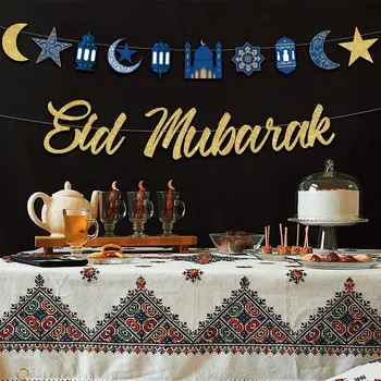 JOLLYBOOM Eid Mubarak Banner Pool Kaunistused Ramadan Sinine Vanik Kodu Mantel Moslemite Ramadaani Islami Kareem Pool Tarvikud