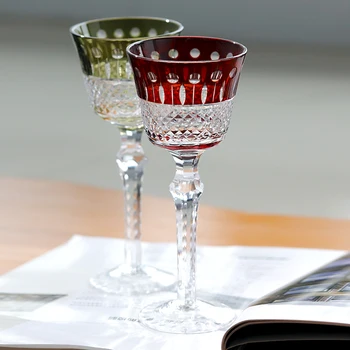 Kõrge Kvaliteediga Edo Kiriko Jalaga Veini Klaasist Käsitsi valmistatud Šampanja Pokaalilaadse Värvikas Komplekt 5oz 1tk