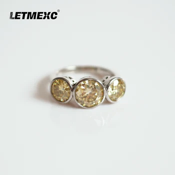 LETMEXC Vintage Ringi ViviYellow Moissanite Diamond Boho Ringi 925 Sterling Hõbe Koos gra mängud