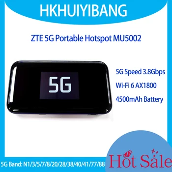 Lukustamata ZTE MU5002 5G Kaasaskantav Mobiilne Ruuter Koos Sim Kaardi Pesa, WiFi 6 5G Sub6 4G LTE CAT22 Traadita Modem Hotspot 3.8 gbit / s