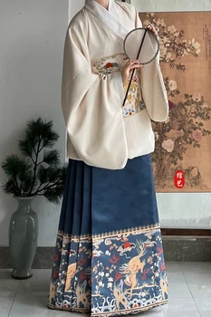 Ming Dünastia Square Krae PiPa Varruka Hobuse Nägu Seelik Originaal Haldjas Hiina Hanfu Iga Päev Sügis Fashion Wom