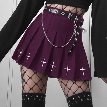 New Kõrge Vöökoht Plisseeritud Seelikud Naistele Y2k Seelikud Vabaaja College Lolita Harajuku Seelik Mood Gooti Streetwear Risti Goth