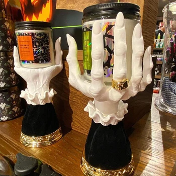 Nõid Käsi Küünlajalg Halloween Decor Vaik Küünal Omanik Gooti Decor Küünal Omanik Nõid Käes Seista Kuldne Puhkus Kaunistused