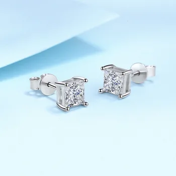 Printsess Lõigatud 1.2/2CT Moissanite Kõrvarõngad on Naiste-Meeste VVS Simuleeritud Teemant Kõrva Trukid 925 Sterling Hõbe Ehted