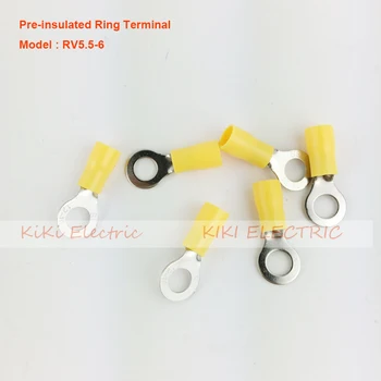RV5.5-6 ringi pistikud Kollane Inslated Ringi Puhas Messing Terminal Ümmarguse Terminal(ET-JTK) külmpressitud klemmid 500pcs/pakk