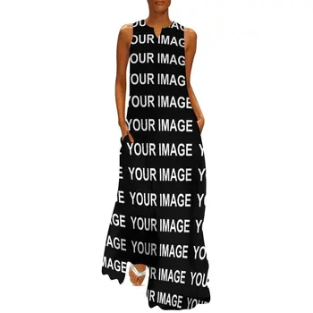 Sinu Pilti Kohandatud Kleit Custom Made Disaini Maxi Kleit Street Casual Stiilis Pikad Kleidid Naiste V-Kaeluse Graafiline Mõõdus Riideid