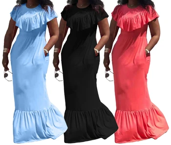 Suvine Kleit 2023 Naiste Pikk, Kõrge Vöökoht Lühikeste Varrukatega O-Kaelus Kleit Mood Naiste Kleit Vestidos
