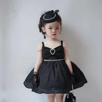 Tüdrukud Lolita Kleit Suvel Printsess Pundunud Seelik Laste Beebi Must Kleit Sünnipäeva Kingitused Pilduma Kleidid