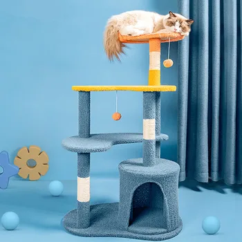 Uus Stiil Kass Puu Tower Mööbel Korter koos Kriimustada Post Sise-Kassid, Kiisud Tegevuse Tower Kitty Pet Mängida Maja