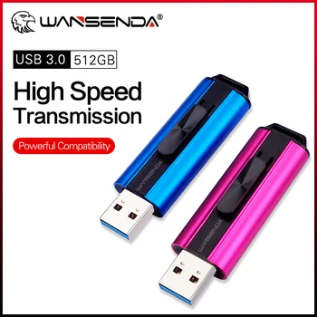 WANSENDA USB 3.0 Flash Drive Metallist Pen Drive 16GB 32GB 64GB 128GB 256GB 512 GB Väline Ladustamine Pendrive Memory Stick U Disk