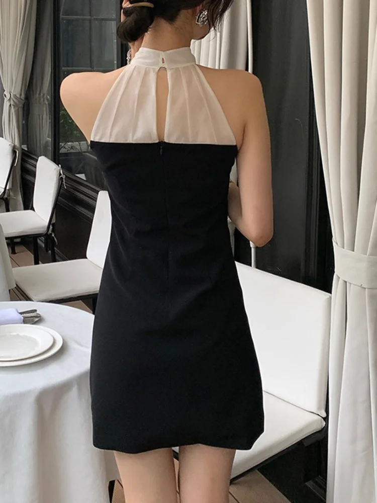 Rasketööstuse Helmed Silma Õmblemine Diamond Päitsed Kleit Naistele 2023 Suvel Uus Vintage Varrukateta Must - Line Kleit