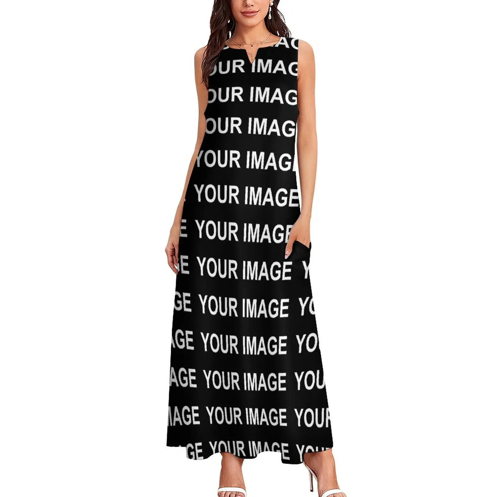 Sinu Pilti Kohandatud Kleit Custom Made Disaini Maxi Kleit Street Casual Stiilis Pikad Kleidid Naiste V-Kaeluse Graafiline Mõõdus Riideid