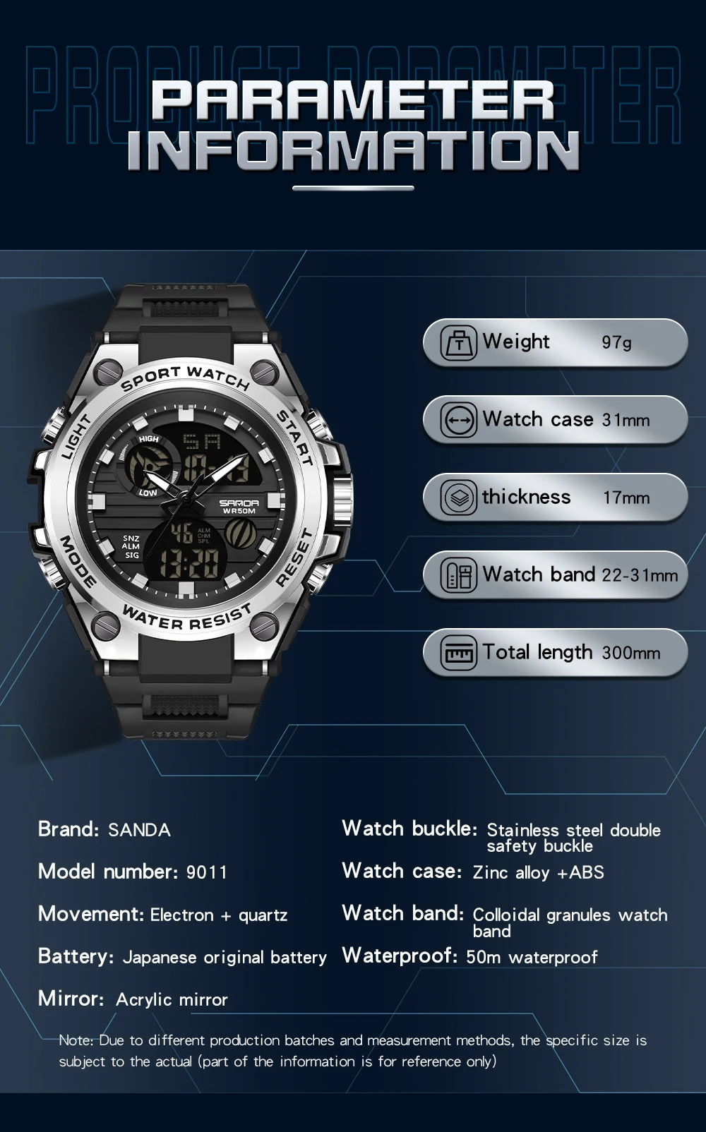SANDA Sport Watch Meeste Sõjalise Quartz Watch Mees Veekindel Dual Display-Digitaal Käekell Meestele Kella Relogios Masculino