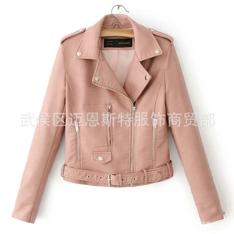 Naiste lühike slim paigaldamise mootorratta jakk väike nahast jakk, mitmekülgne ja salendav väike jakk
