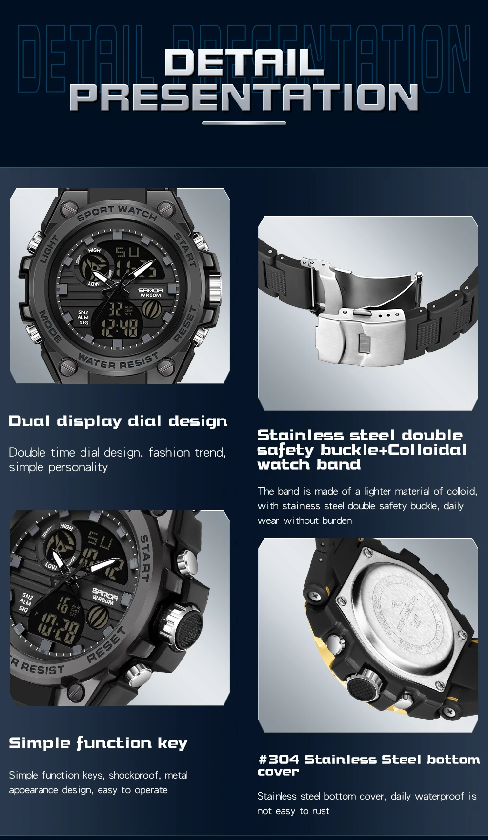 SANDA Sport Watch Meeste Sõjalise Quartz Watch Mees Veekindel Dual Display-Digitaal Käekell Meestele Kella Relogios Masculino