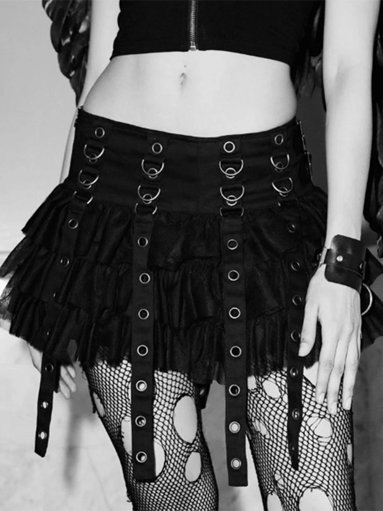 InsGoth Mall Goth Must Plisseeritud Mini Seelik, mille Ahela Naiste Punk Kõrge Waisted Tennise Seelik Haldjas Grunge Esteetiline E Tüdruk Riie